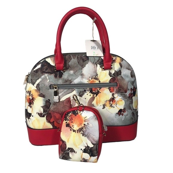 Isabelle Tribal One Leopard Dome Satchel Vegan Gray Watercolor Artsy Tote Bag - Picture 10 of 12